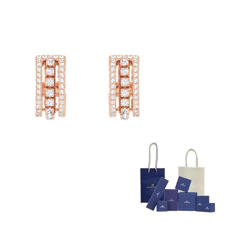 Swarovski Further Crystal Earrings Unisex Gold F-Original Brand Box And Bag