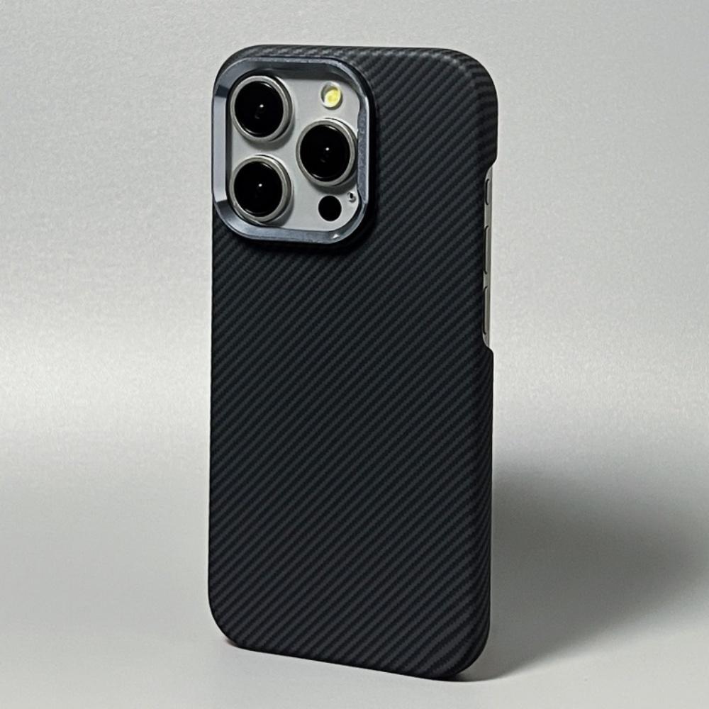 Textura Magnética de Kevlar Fibra de Alta Calidad Para Funda Magsafe Para iPhone 17 16 15 14 13 Pro Max Marco Metálico para Lente Cubierta a Prueba de Golpes