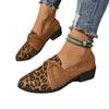 Large Size Single Shoe Women's Autumn New Item One Foot Leopard Print Loafers Color Blocked Walking Suede Flat Casual Shoes