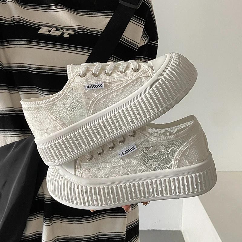 

2025 Summer New Single Mesh Hollow Mesh Casual Trendy Fashion White Shoes Thick Soled Comfortable Women s Shoes shoes for women 35 белый
