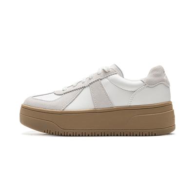 Li Ning Cheese 2.0 Προπονητικά Casual Ευέλικτα Κλασικά Ρετρό Παπούτσια Σκέιτ Χαμηλού Προφίλ με Χοντρή Σόλα που Αυξάνουν το Ύψος Γυναικεία αθλητικά παπούτσια Cloud-White AGCU534-2