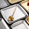 Thickened 304 Stainless Steel Rectangular Square Golden Plate Korean Barbecue Dish Sushi Flat Bottom Plate Tray Storage Tray