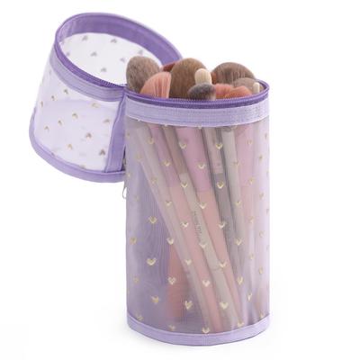 New Mesh Round Cosmetic Storage Bag Pouch Large Capacity Makeup Brush Organizer Pouch Travel Cosmetics Case for Brushes & Tools