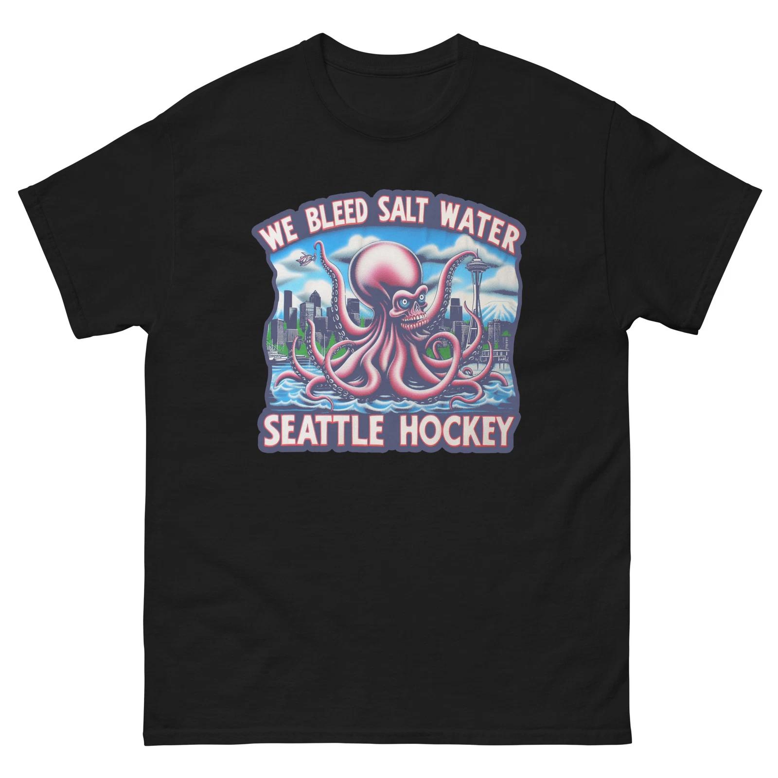 We Bleed Salt Water Seattle Hockey Funny T-Shirt Shirt S