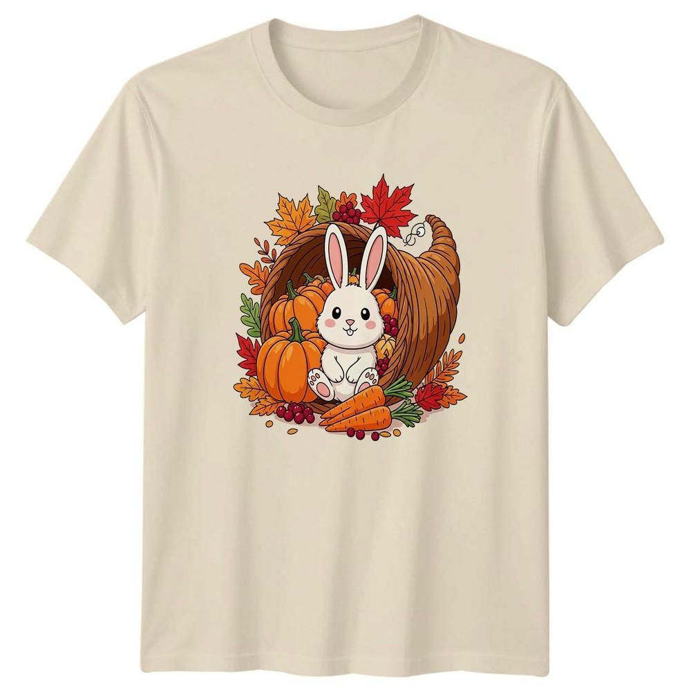 Cute Bunny Harvest Fall Thanksgiving TShirt Autumn Holiday Gift For Him And Her