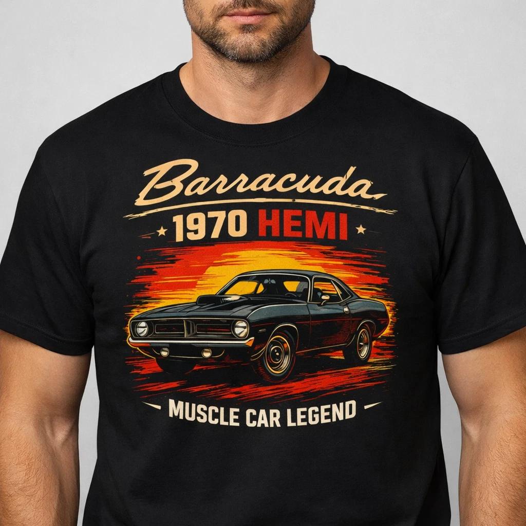 1970 Barracuda HEMI Ретро Закат Масл-кар Унисекс Графическая футболка Подарок XXXXL