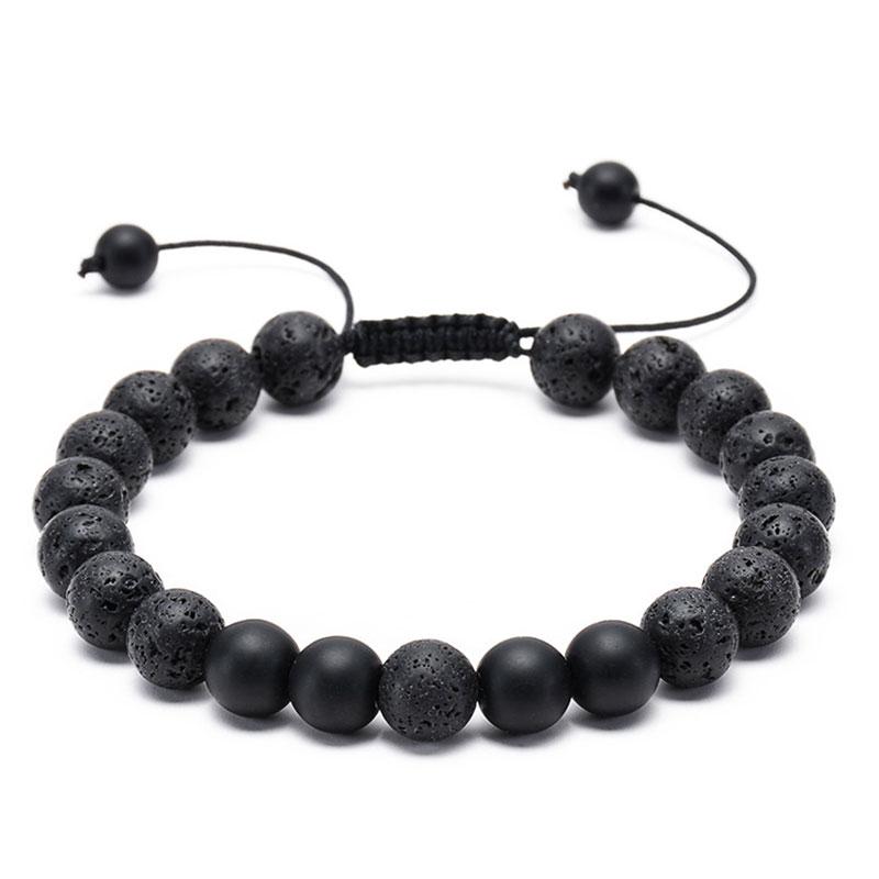 Black Lava Stone Crown Charm Tiger Eye Beads Bracelet For Men Women Braided Bracelets Handmade Adjustable  Pulseira
