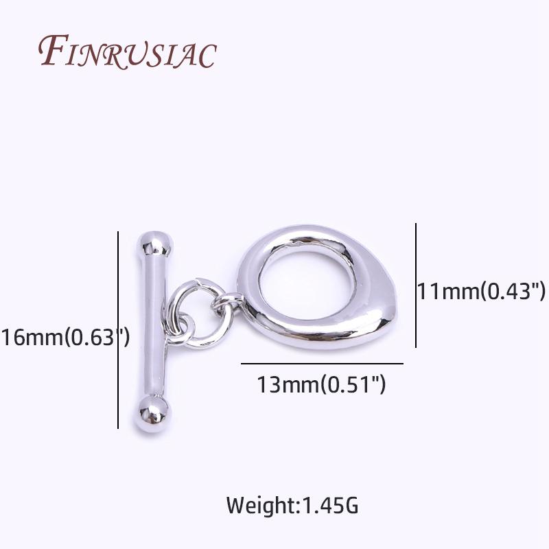 18K Real Gold Plated Geometry Heart OT Clasp For Bracelet Necklace Components,Dainty Brass Toggle Clasp DIY Accessory Wholesale