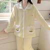 Wumida Autumn and Winter Coral Fleece Thickened Double-sided Snow Concubine Fleece Warm Pajamas Women's Sweet Cardigan Loungewear Set