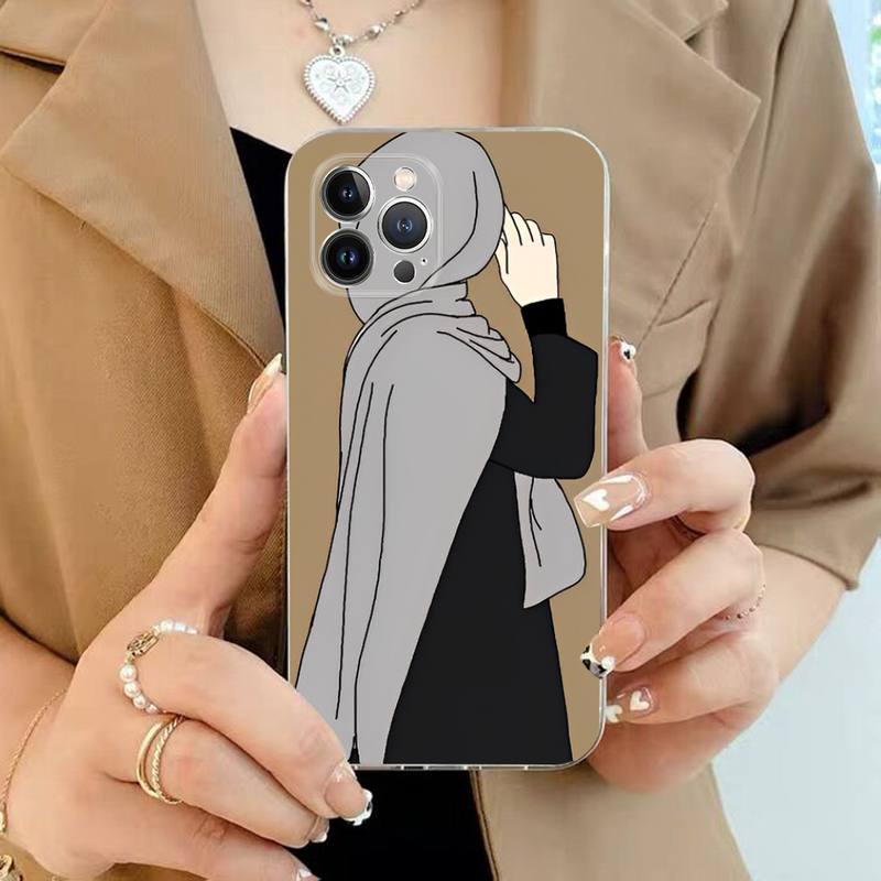 Islamic Muslim Hijabi Girls Womemen Phone Case For iPhone 11 12 13 14 Mini Pro Max XR X XS TPU Clear Case For 8 7 6 Plus SE 2020