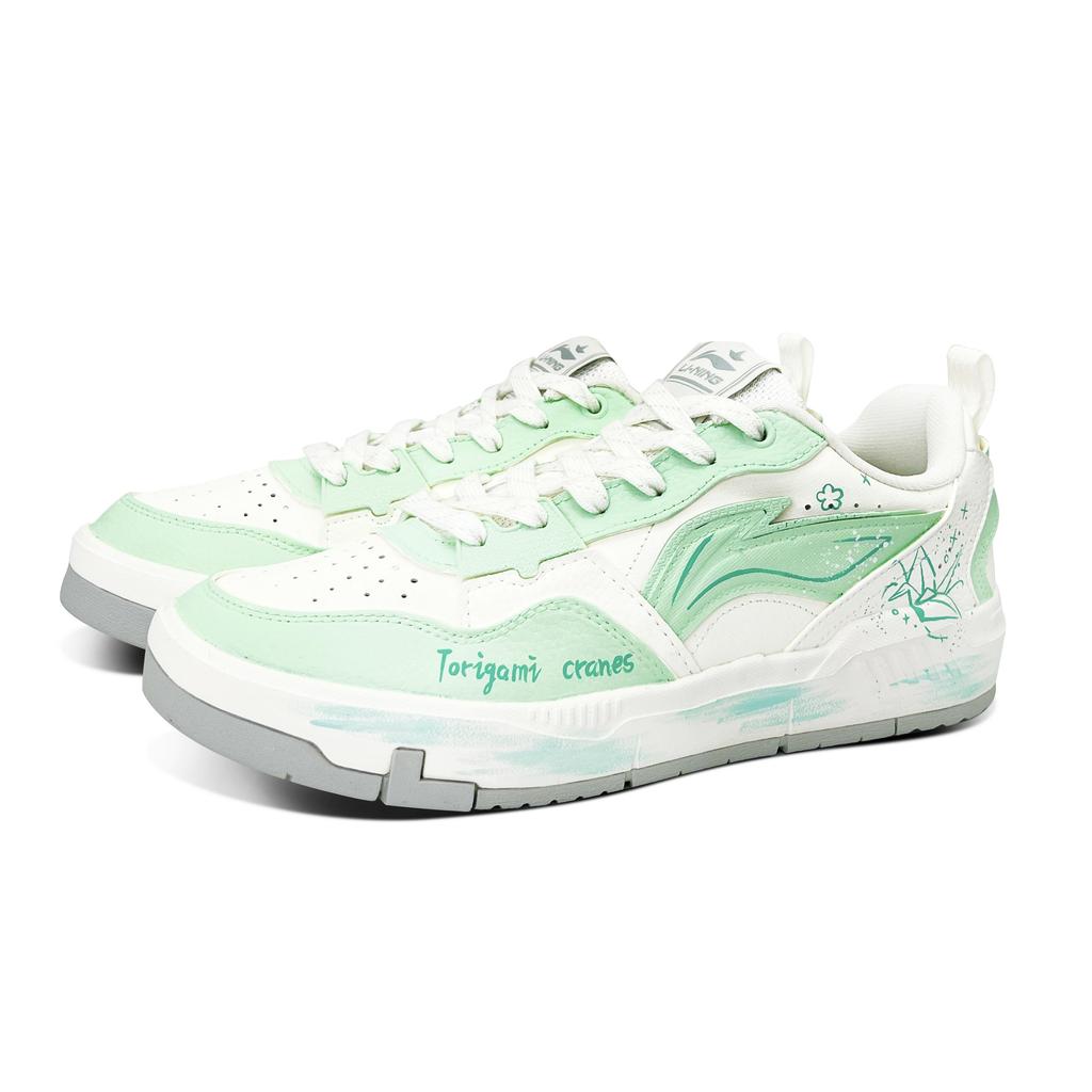 Li Ning Original Era Slip Resistant Abrasion Resistant Low Top Skateboard Shoes Men's Light Green AGCU337-3(Team656-)