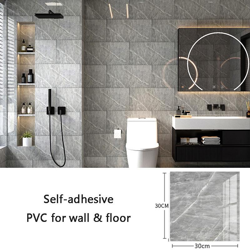 10pcs Wall Sticker PVC Imitation Ceramic Tile Wallpaper Waterproof Kitchen Bathroom Imitation Marble Renovation Background Decor