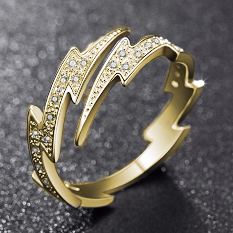 Hong Kong-Style 18K Rose Gold-Plated Lightning Ring for Women - Trendy Statement Piece