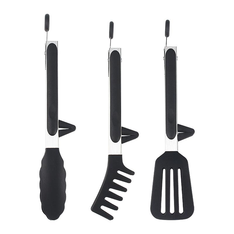

3Pieces Kitchen Tongs,Set Of 3 Tongs With Silicone Tip For Cooking Stainless Steel Kitchen Tong Outdoor Tableware чёрный