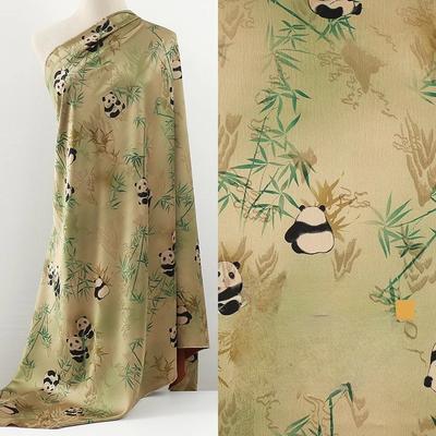 Chinese Style 100x150cm Panda Bamboo Leaves Jacquard Fabric for DIY Cheongsam Dress Shirt Apparel Material