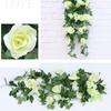 Simulation Flowers Vines Silk Roses Wall Hanging Wedding Decor Artificial Rose Vine Living Room Shopping Mall Decoration Flower