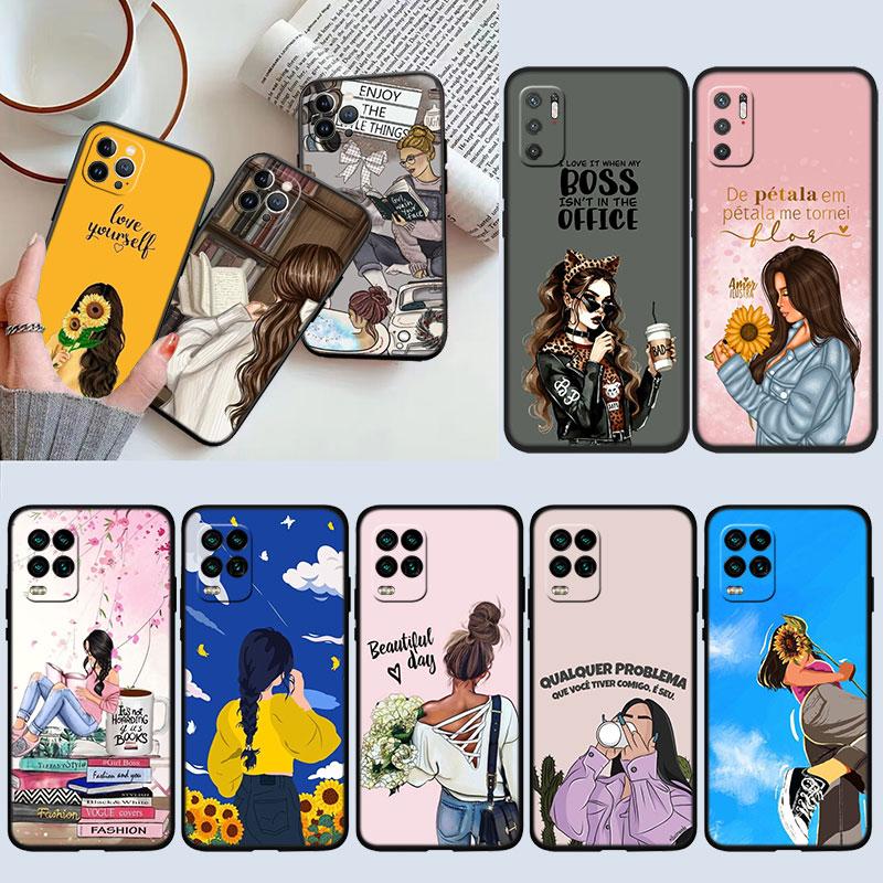 IK27 Fashion Girl Coffee Book Case for Samsung A11 A12 A13 A15 A52S A53 A55 A56 A70 A71 A72 A73 F06 F16 F56 S10 Plus S10e