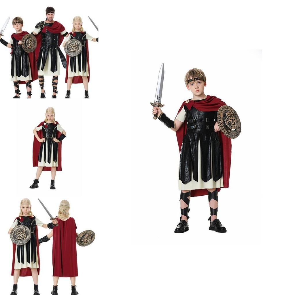 Festa de Fantasia de Halloween Roupa de Família Fantasia de Cavaleiro Soldado Adulto Masculino Cosplay Vestir-se, Personagens de Guerreiro Romano)