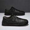 Fashion Men's Leather Casual Shoes Lace Up Handmade Sewing Slackers' Soft Soles Surface Bean Outdoor Camping Boots Walking Sneakers
