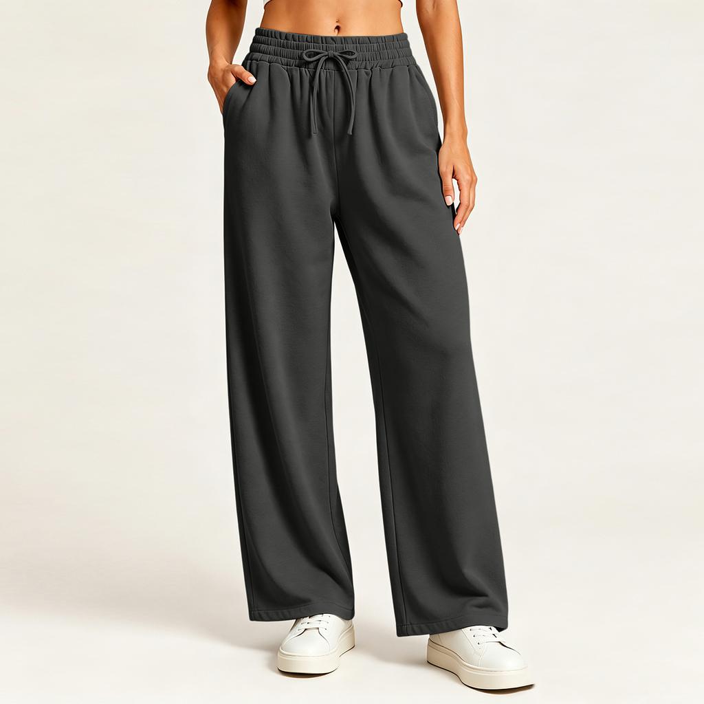 Women's Stylish Casual Loose Fit Straight Leg Pants with Pockets in Color for Everyday Wear