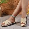 Leisure Fashion Slippers for Women Slides Beach Flat Low Heels Shoes for Women Solid Leather Platform Summer Shoes Plus Size