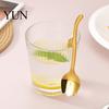 Cup Edge Hanging Spoon Tulip Shaped Stainless Steel Spoon, Long Handle Coffee Ice Cream Hook Tea Dessert Serving with Hook, Kitchen Flatware Utensils