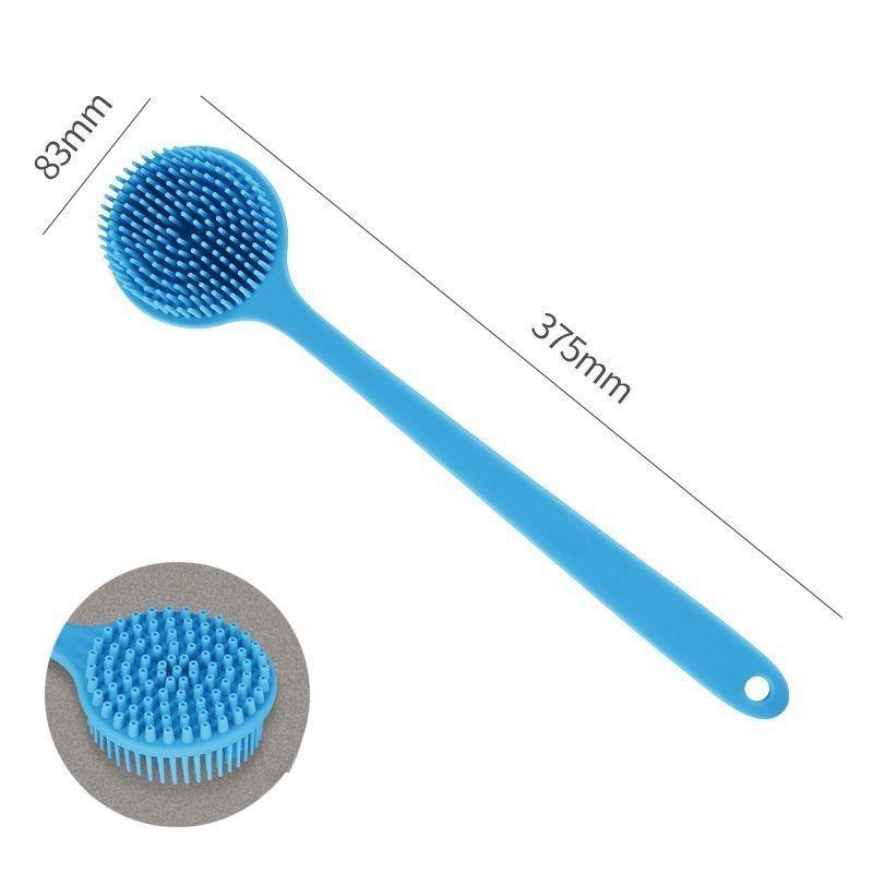 Silicone Back Scrub Brush Shower Long Handle for Deep Body Cleaning and Exfoliating Massage, Comfortable On Both  Sides