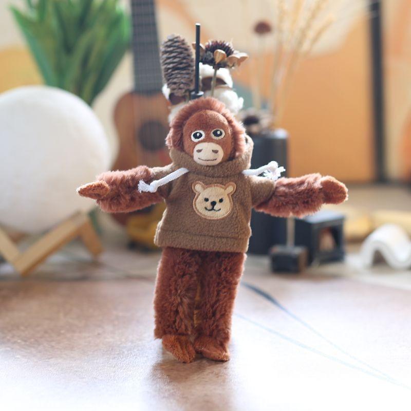 Hoodie Monkey Keychain Pp Cotton Plush Pendant Portable Gift For Girls Kids