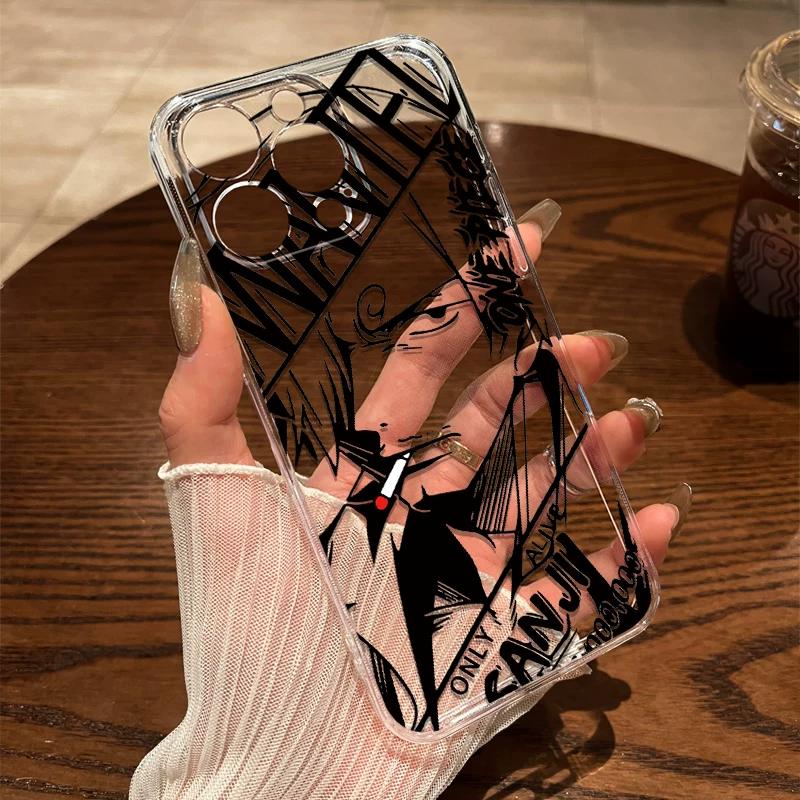 One Piece Sanji Manga Panel Clear TPU Phone Case For IPhone 15 Pro Max & Samsung Galaxy S24 Ultra, Shockproof Cover