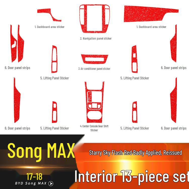 Starry Sky Center Console Film for 17-21 BYD Song Max Interior Decor