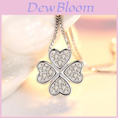 Charming Four-leaf Clover Pendant Necklace Elegant Floral Design Trendy Ins Style