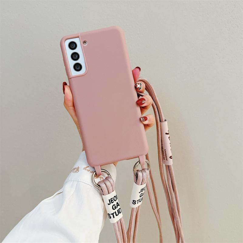Candy Color Lanyard Integrated Soft Shell for Women Suitable for Samsung S25 UltraS24S23 Mobile Phone Case for Women A16A06 Japanese and Korean