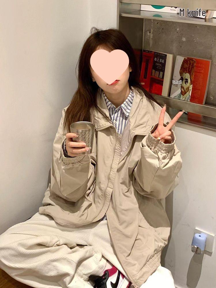 Women's Vintage Japanese Style Windbreaker: Casual Spring/Autumn Loose Fit