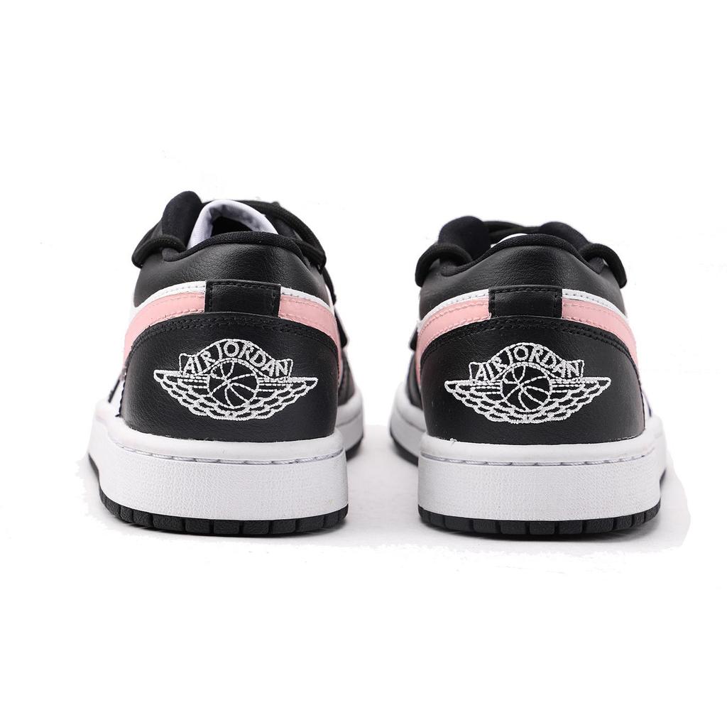 Jordan Air Jordan 1 Slip Resistant Abrasion Resistant Low top Vintage Basketball Shoes Women's Black Pink DC0774-101(Team59-)