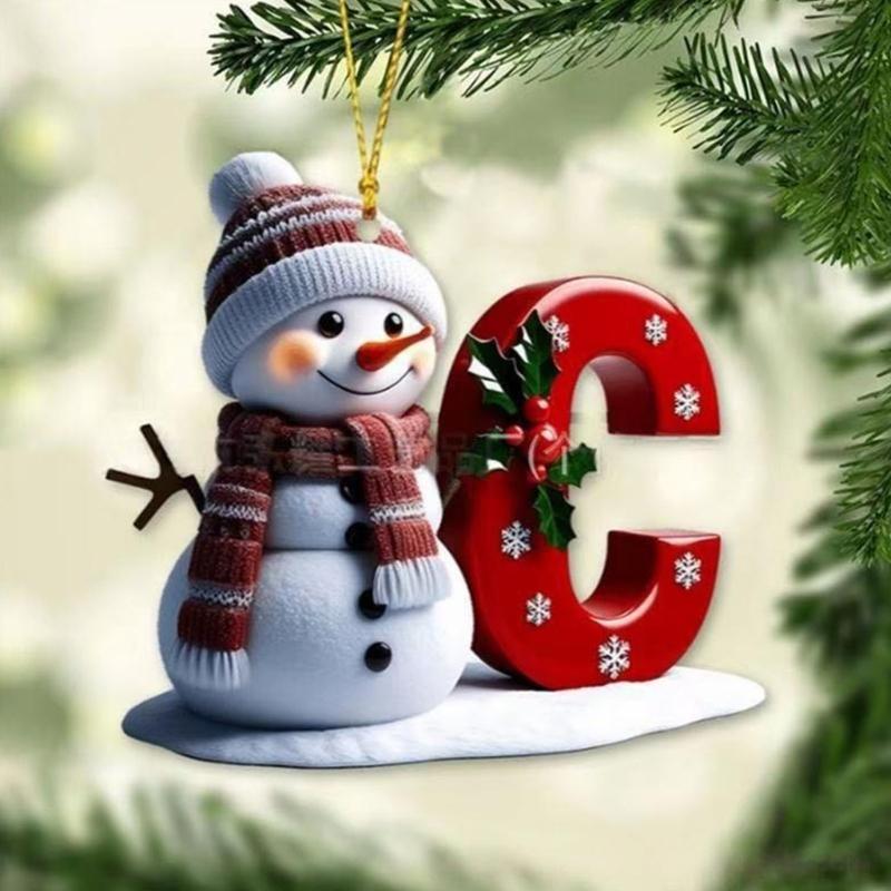 Shatterproof Acrylic Snowman Letter Hanging Ornament Christmas Tree Decoration For Festival Tree Wreath Window Display
