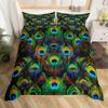 Feelyou Peacock Duvet Cover Twin Size Kids Peacock Feathers Design Floral Comforter Cover Set for Boys Girls Teens Animal Theme Bedding Set