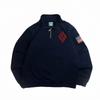 Y2K Retro Sweatshirt Sleeve Embroidery US Flag Stand Collar Quarterzip Pullover Niche Streetwear Unisex Oversized Tops