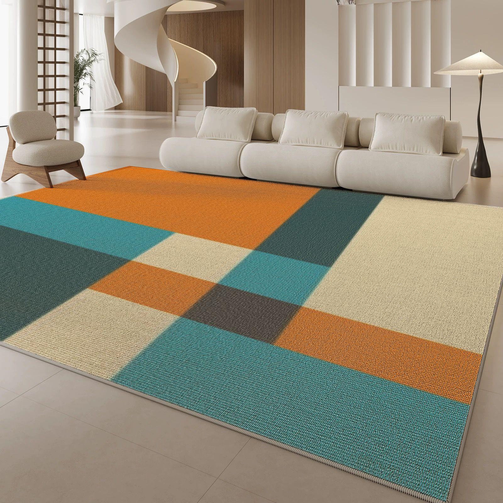 Loop-pile Carpet Modern Retro Classic Large Living Room Rug Anti-slip Sofa Bedroom Home Decoration Soft Durable 80*120cm