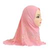 H043 beautiful small girl hijab with flower net cute hijab hats women's caps can fit 2-6 years old girls muslim baby headscarf