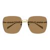Gucci Personalized Design Metallic Square Sunglasses Women's Gold