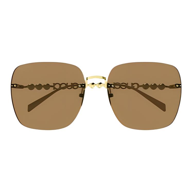 Gucci Personalized Design Metallic Square Sunglasses Women's Gold