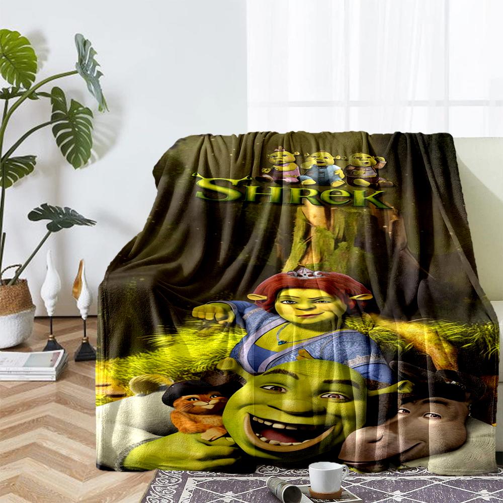 Shrek Theme Printed Blanket - Perfect for Couch, Bed, Travel & Outdoor Use | Machine Washable, Cozy & Durable.