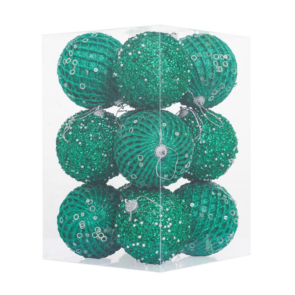 

Christmas Tree Hanging Balls Elegant Foam Christmas Decorations Sparkling Ball Pendants Glitter Gold Glitter Xmas Balls For New зелений