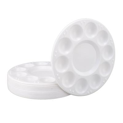 12 Pezzi Palette Vassoio Pittura 10 Vaschette Vassoio Pittura Rotondo Vassoio Pittura in Plastica Tavolozza Pittura per Bambini