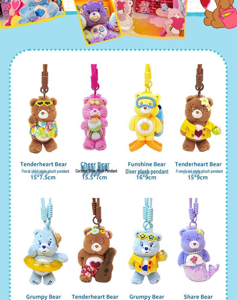 Portachiavi Ciondolo Peluche Serie Isola degli Orsetti del Cuore - Pupazzetto Cartone Animato Carino Fascino Regalo