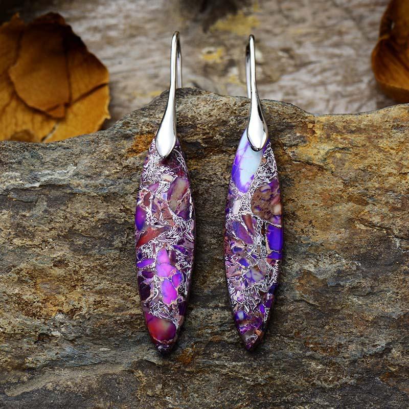 Simple and High-quality Leaf Emperor Stone Pendant Earrings and Earrings, Popular Natural Stone Jewelry In Europe and America