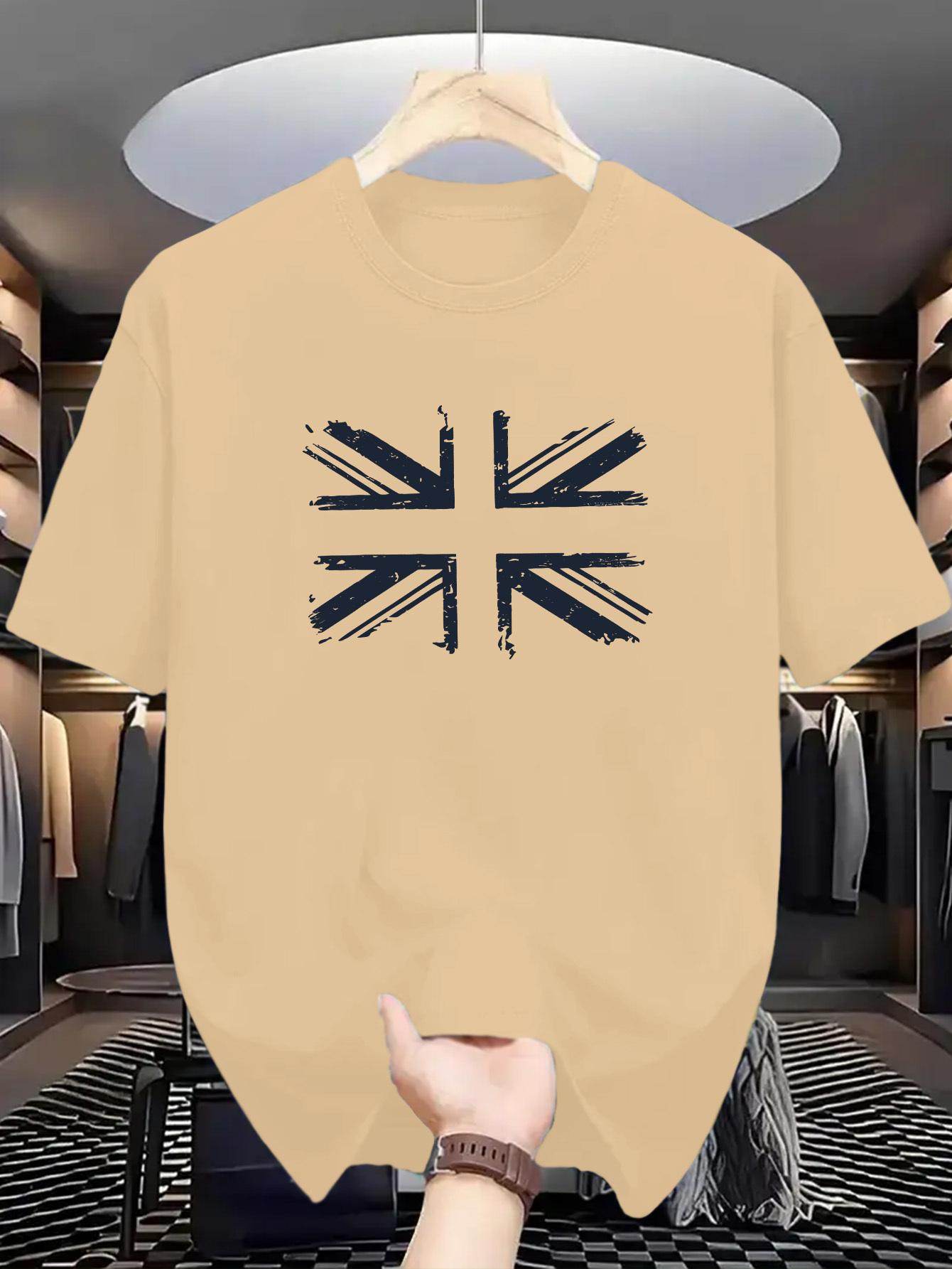 

Men s New British Casual Letter T-shirt Print Short Sleeve XXL