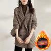 New Autumn Winter Check Wool Blend Overcoat Loose Women's Fashion Wool Long Coat