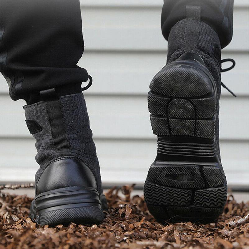 Men Steel Toe Work Boots Anti-Smash Anti-Puncture Safety Shoes Non-slip High Top Shoes All-Season Casual Hiking Footwear