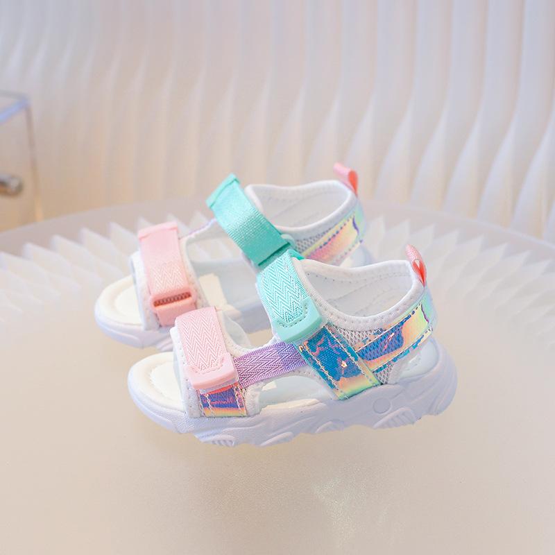 

Сандалии для девочек, новые летние модные мягкие подошвы, универсальные пляжные туфли для маленьких девочек, обувь для девочек 25 бежевый